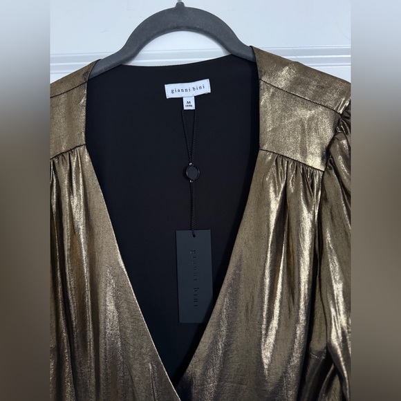 Gianni Bini Noa Metallic Lame V-Neck Long Sleeve A-Line
Wrap Dress NWT Size M - Picture 11 of 12
